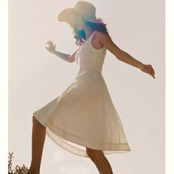 Anthropologie White sleeveless midi dress Size 6 - Picture 10 of 10